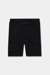 Boys Black Six Pocket Cargo Shorts(Knee Length)